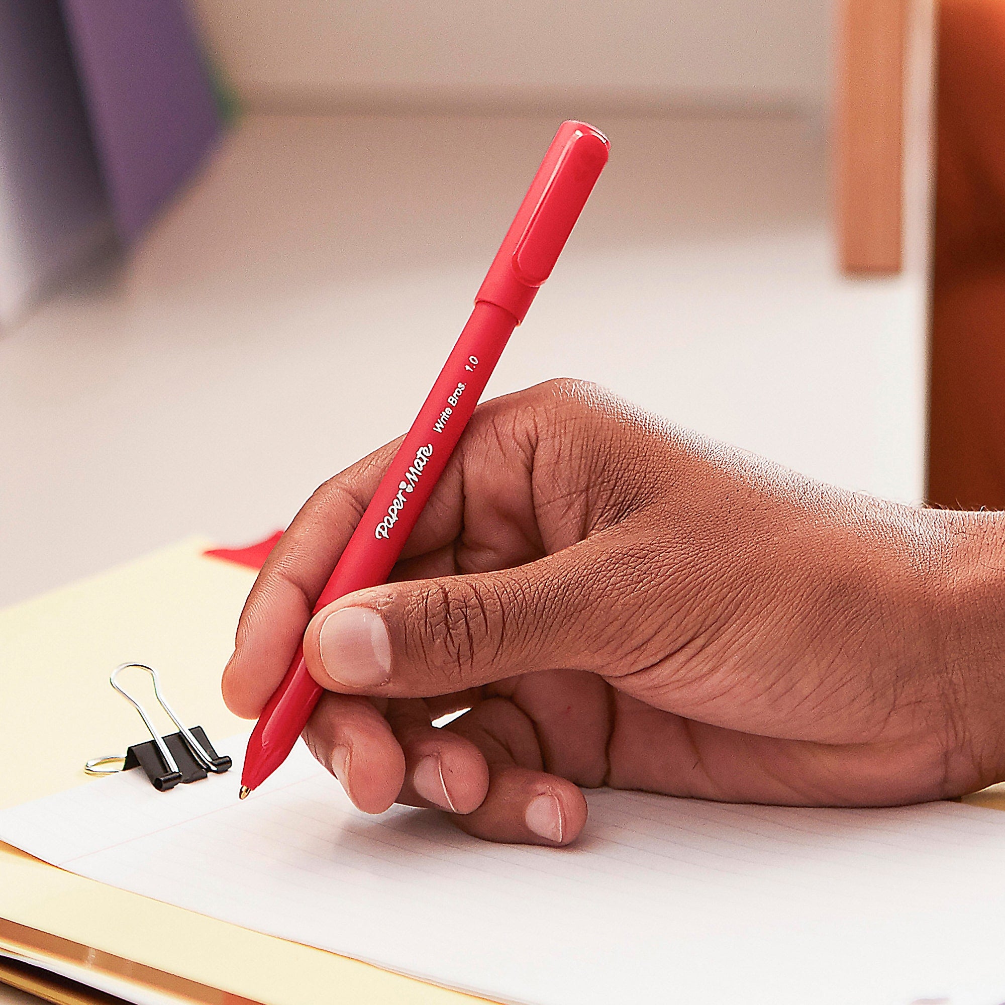 Paper Mate Write Bros. Ballpoint Pen, Medium Point, Blue Ink, Dozen