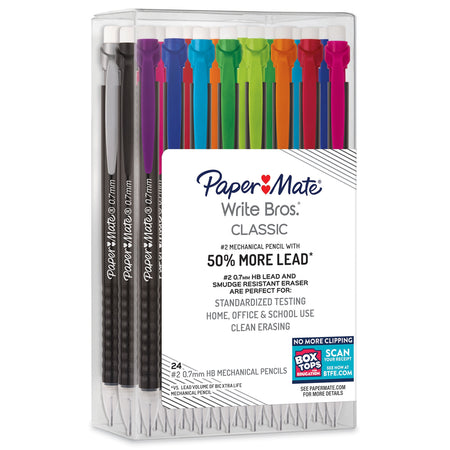 Paper Mate Write Bros. Classic Mechanical Pencil, 0.7mm, #2 Hard Lead, 2 Dozen