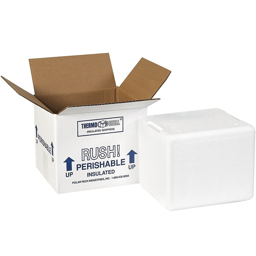 Partners Brand Corrugated Insulated Shipping Kit, 4.5" x 6" x 5", White, 8/Carton