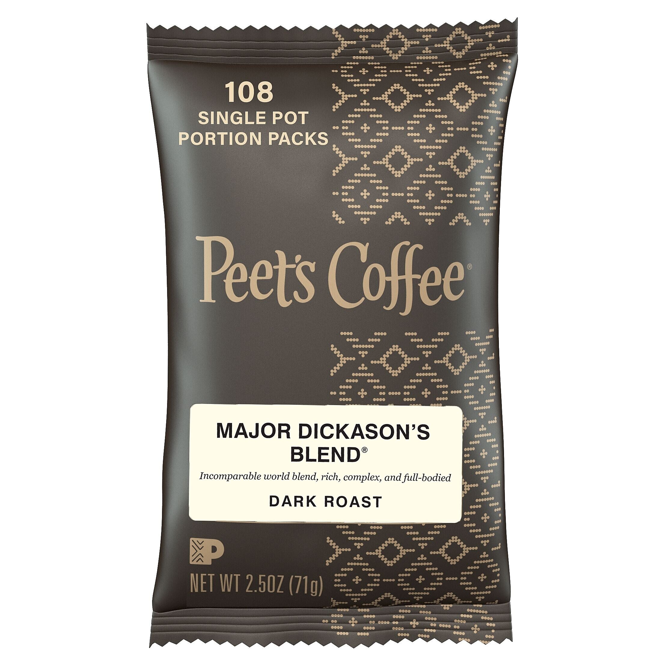 Peet's Coffee Major Dickason's Blend Ground Coffee, Dark Roast, 18/Box