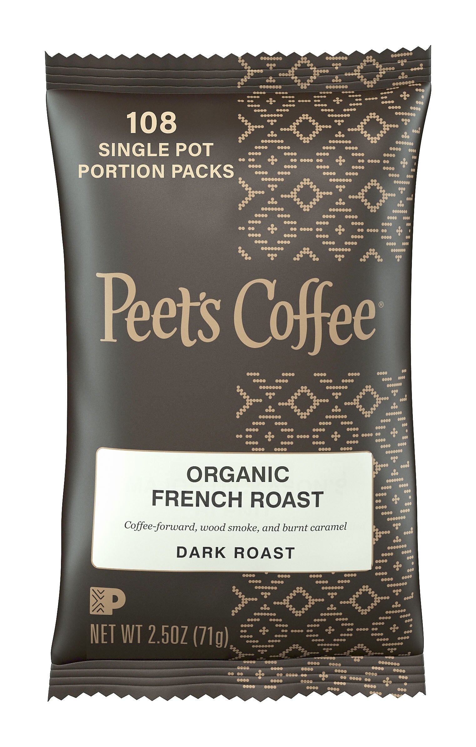 Peets French Roast Organic Coffee, 2.5 oz, 18/Box