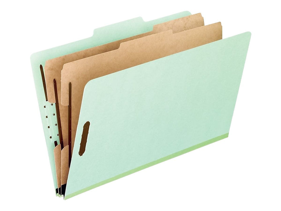 Pendaflex Classification Folders with 2-Dividers/ 6 Fasteners, Letter Size, Light Green, 10/Box