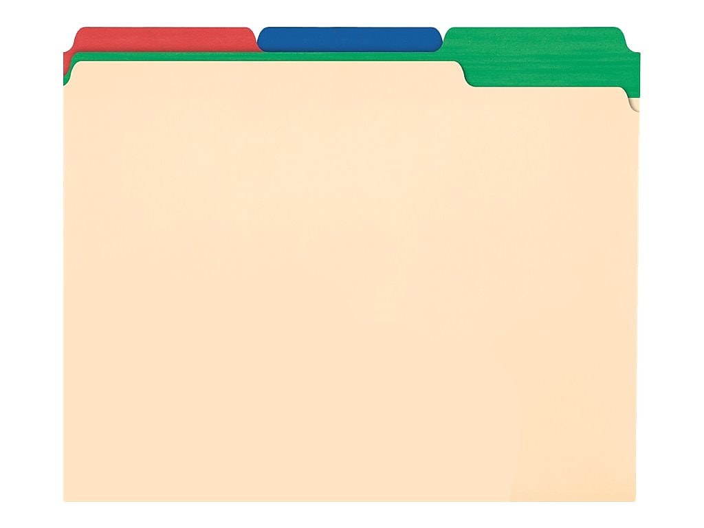 Pendaflex Color Tab File Folders, 3-Tab, Letter Size, Manila, 50/Box