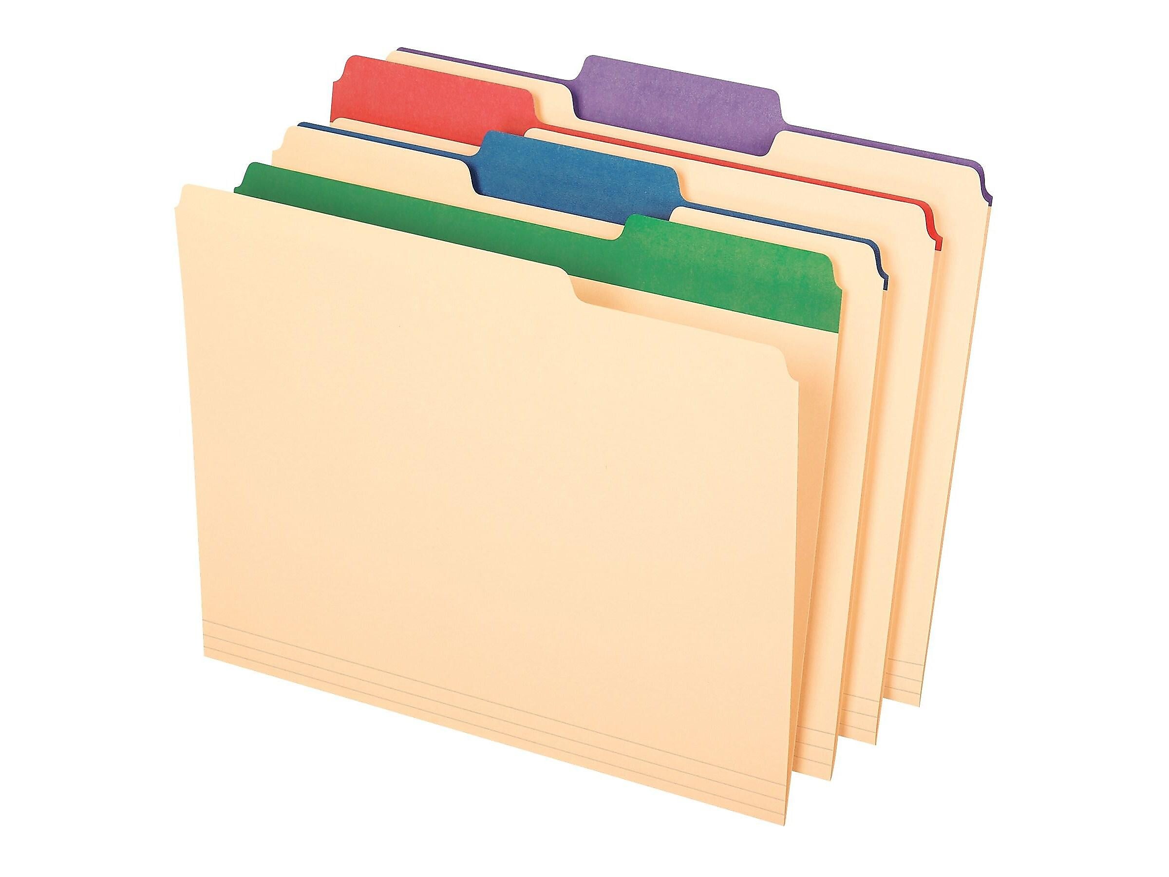 Pendaflex Color Tab File Folders, 3-Tab, Letter Size, Manila, 50/Box