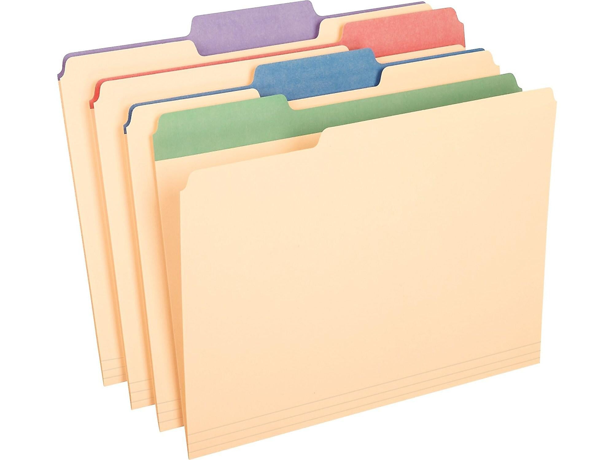 Pendaflex Color Tab File Folders, 3-Tab, Letter Size, Manila, 50/Box