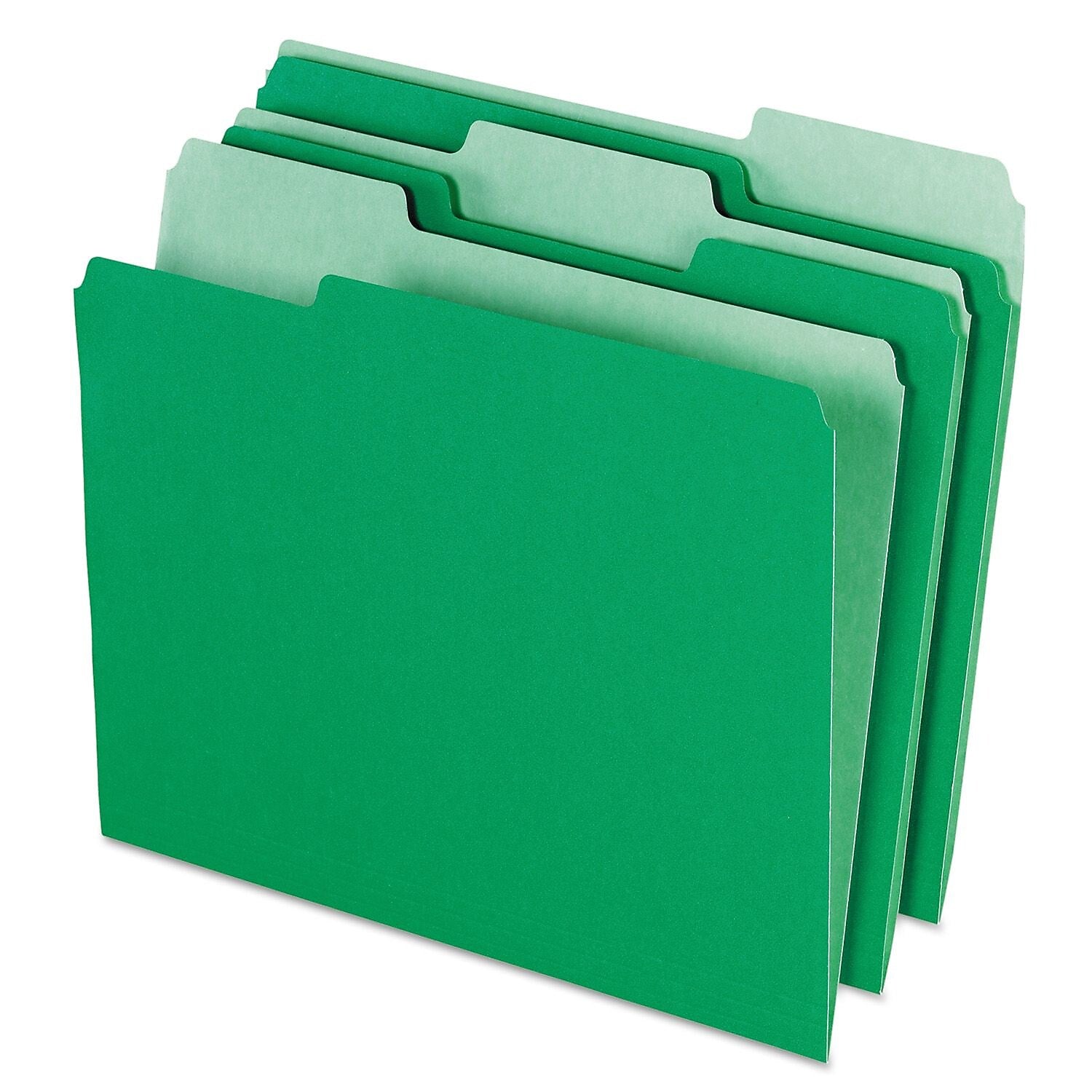 Pendaflex® Colored File Folders, Letter, Green/Light Green, 100/Box