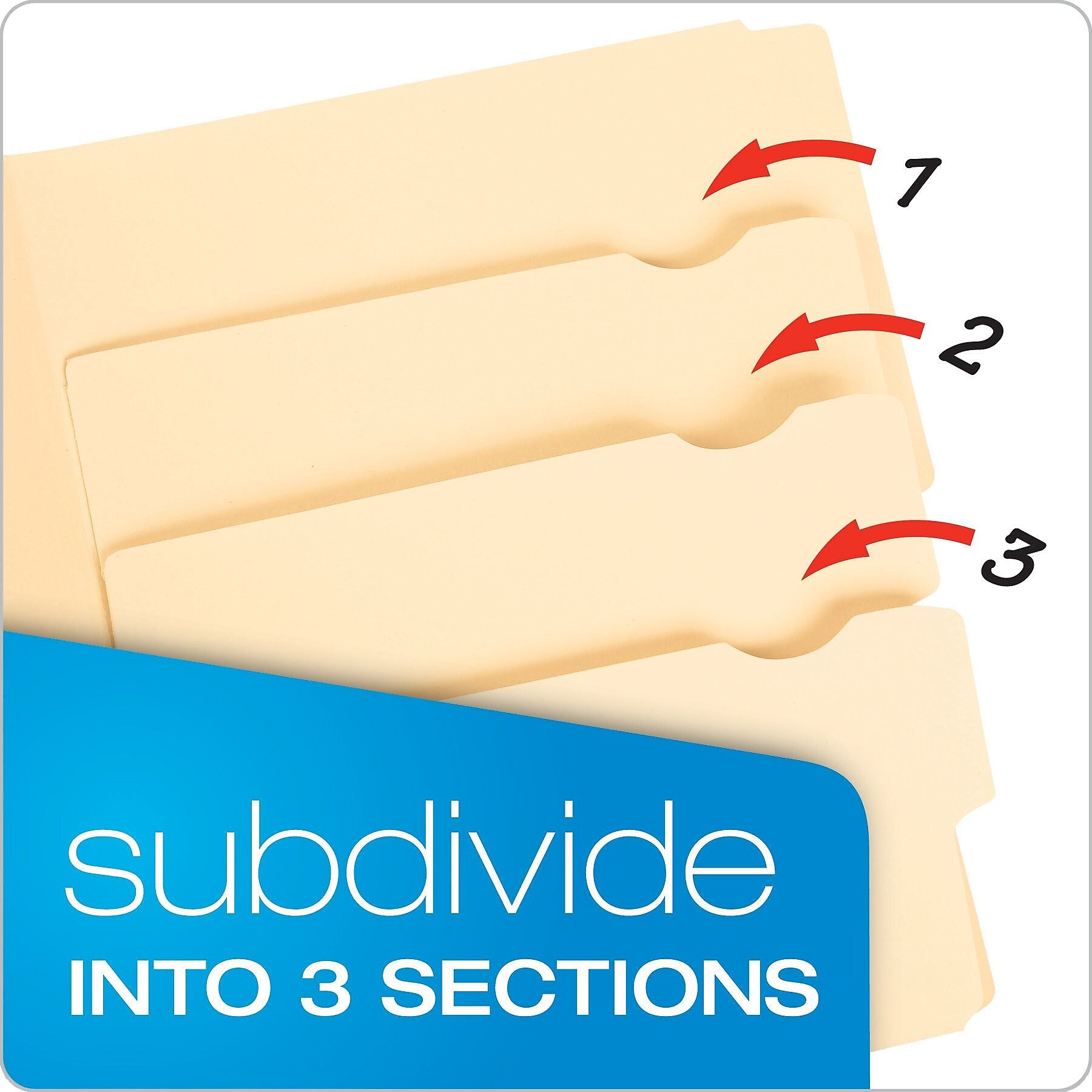 Pendaflex® Divide It Up® 4-Tab File Folder, Letter Size, Manila, 24/Pack