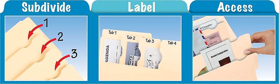 Pendaflex® Divide It Up® 4-Tab File Folder, Letter Size, Manila, 24/Pack