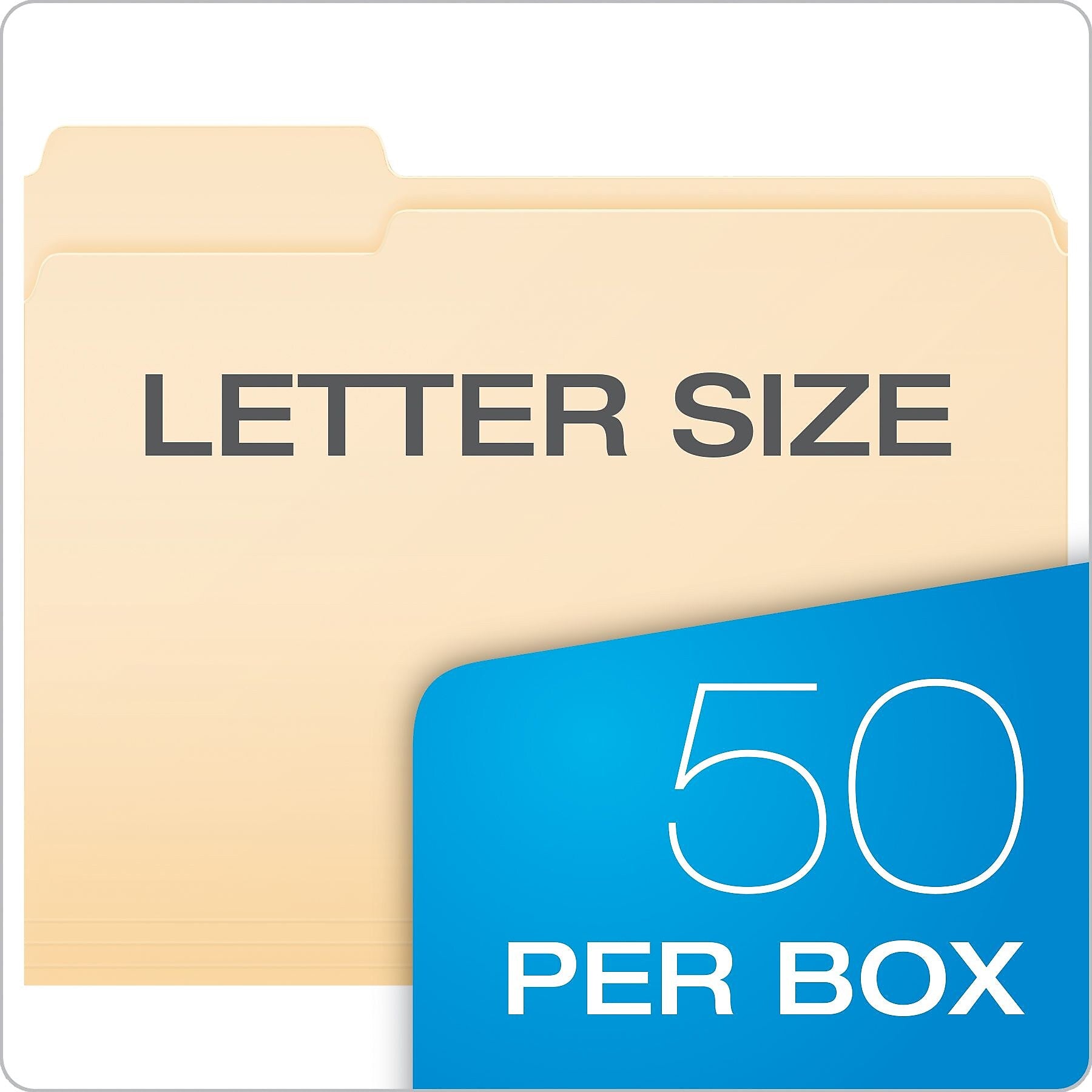 Pendaflex® Double Stuff® 3-Tab File Folder, Letter Size, Manila, 50/Box