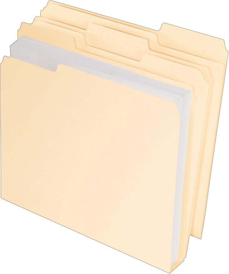 Pendaflex® Double Stuff® 3-Tab File Folder, Letter Size, Manila, 50/Box