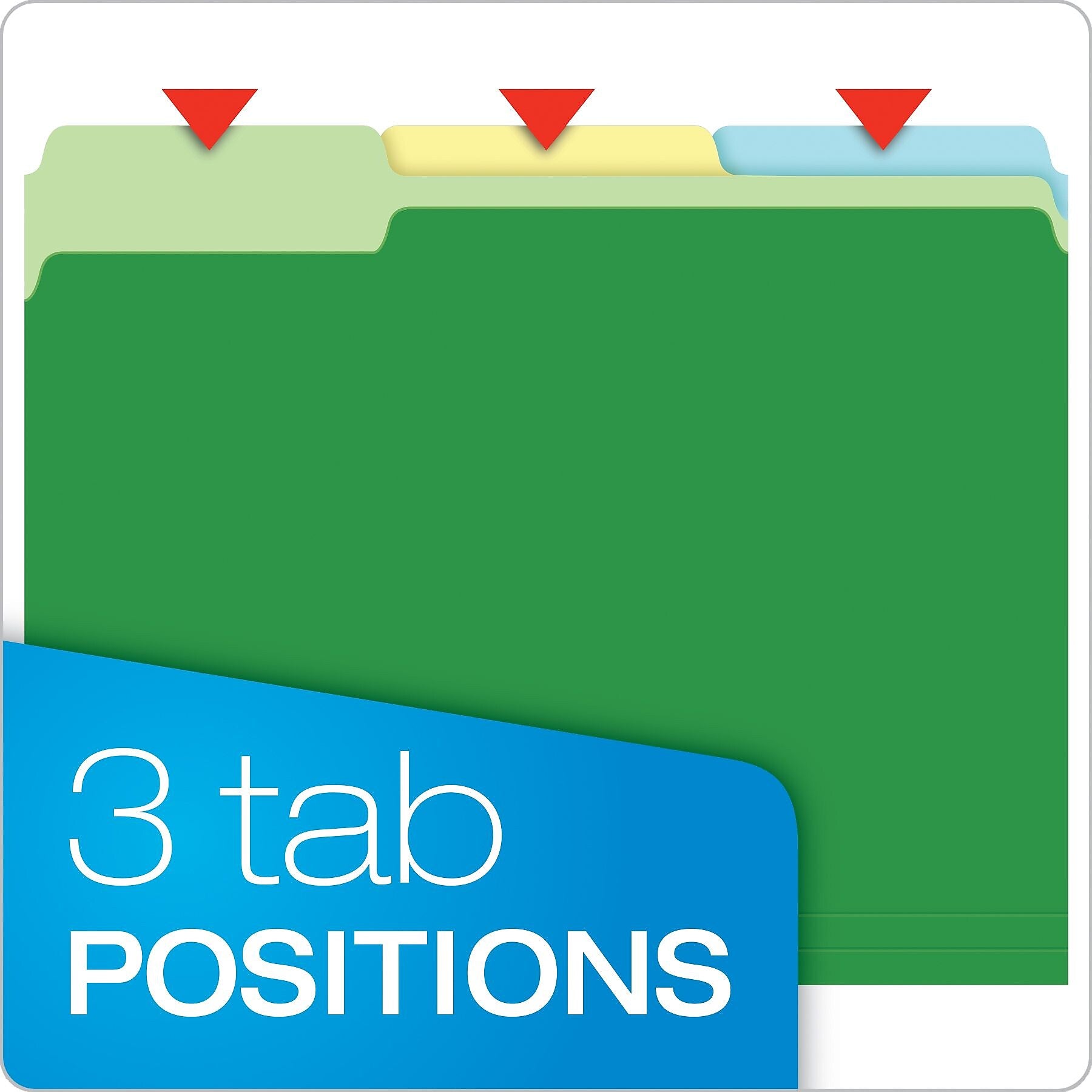 Pendaflex Double Stuff 3-Tab File Folder, Letter Size, Multicolor, 50/Box