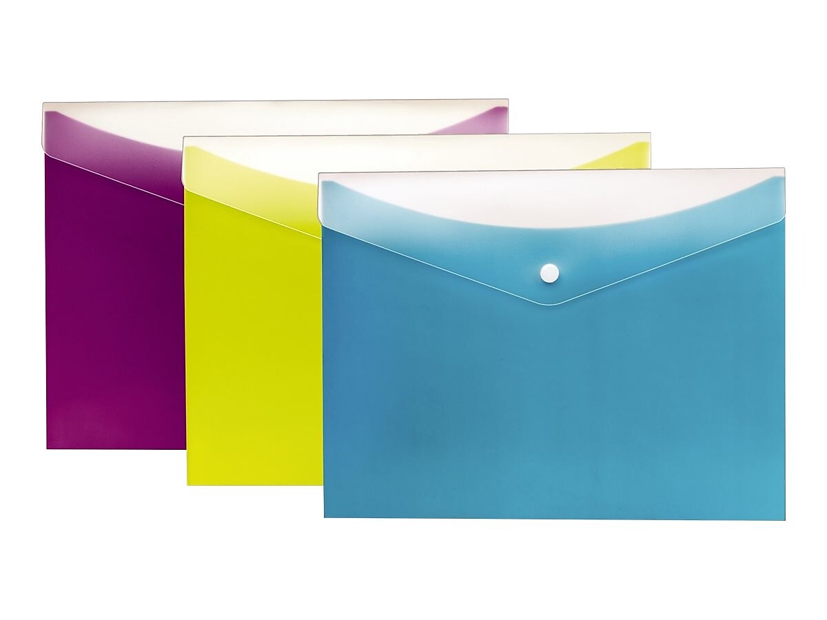 Pendaflex Dual-Pocket Snap Envelopes, Letter Size, Assorted Colors, 3/Pack