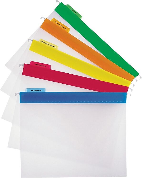 Pendaflex EasyView™ Poly Hanging File Folders, Assorted Color Bar, Letter, Holds 8 1/2