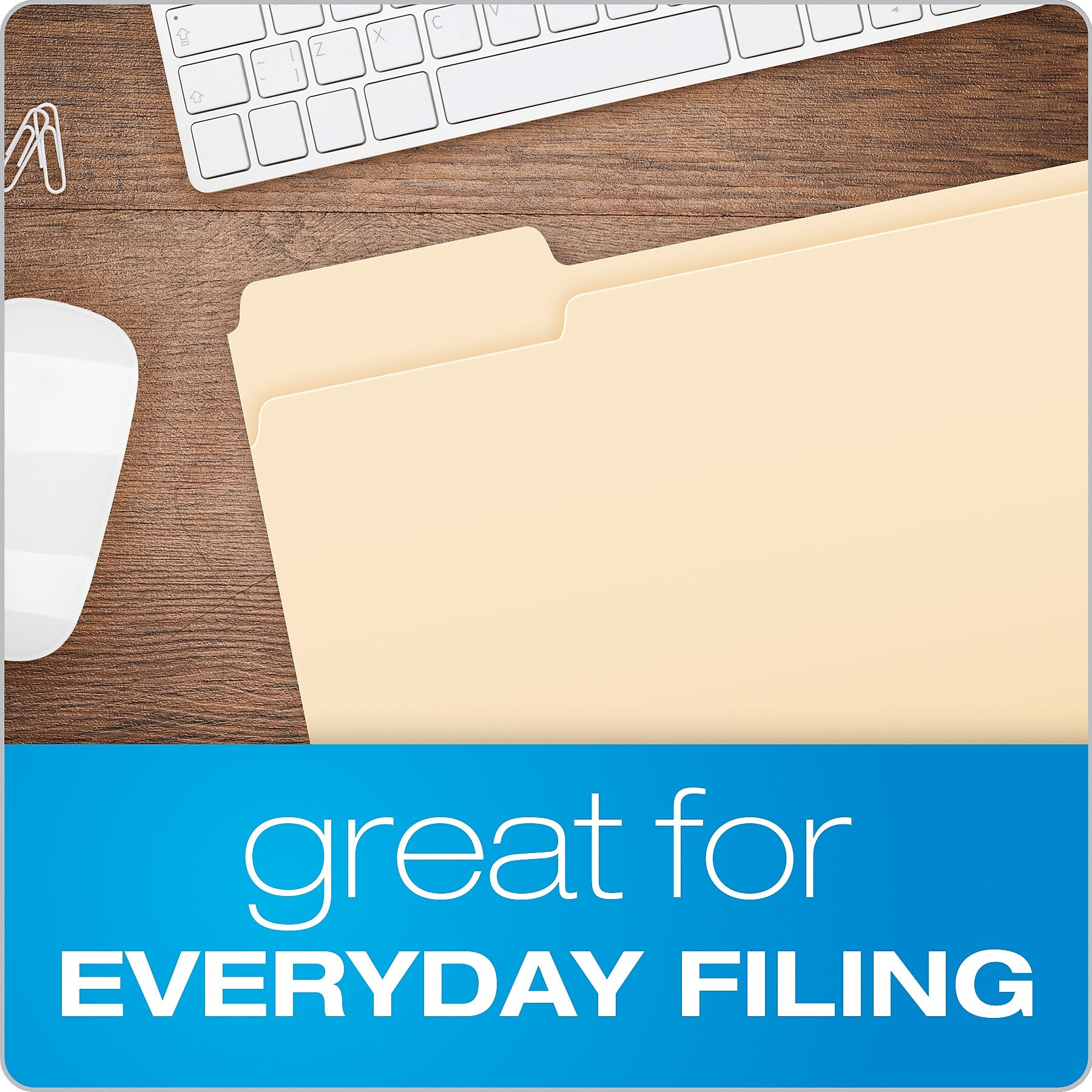 Pendaflex Essentials File Folders, 1/3-Cut Tab, Letter Size, Manila, 100/Box