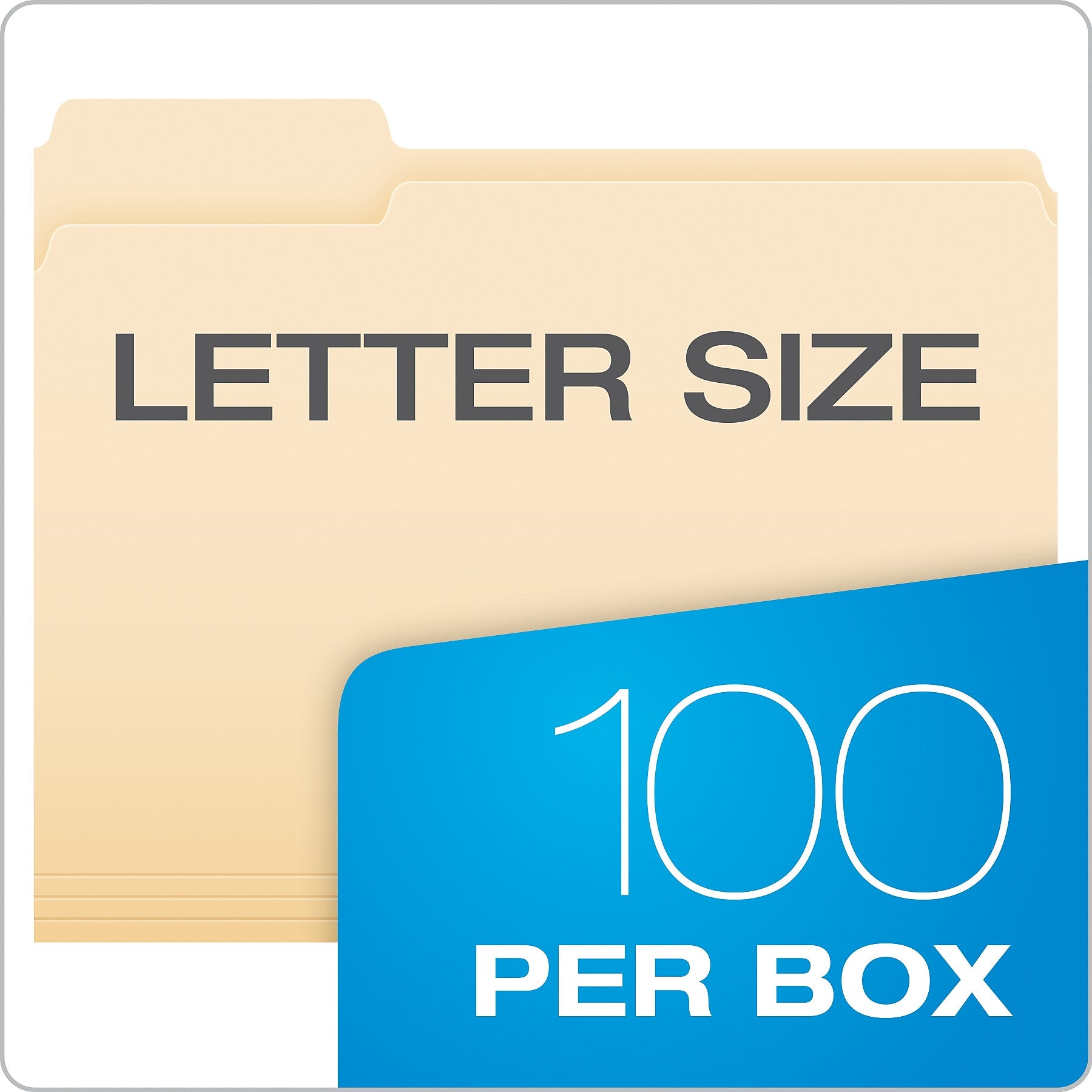 Pendaflex Essentials File Folders, 1/3-Cut Tab, Letter Size, Manila, 100/Box