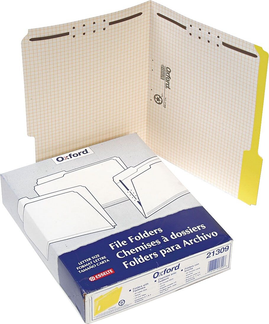 Pendaflex File Folder, 2 Tab, Letter Size, Yellow, 50/Box