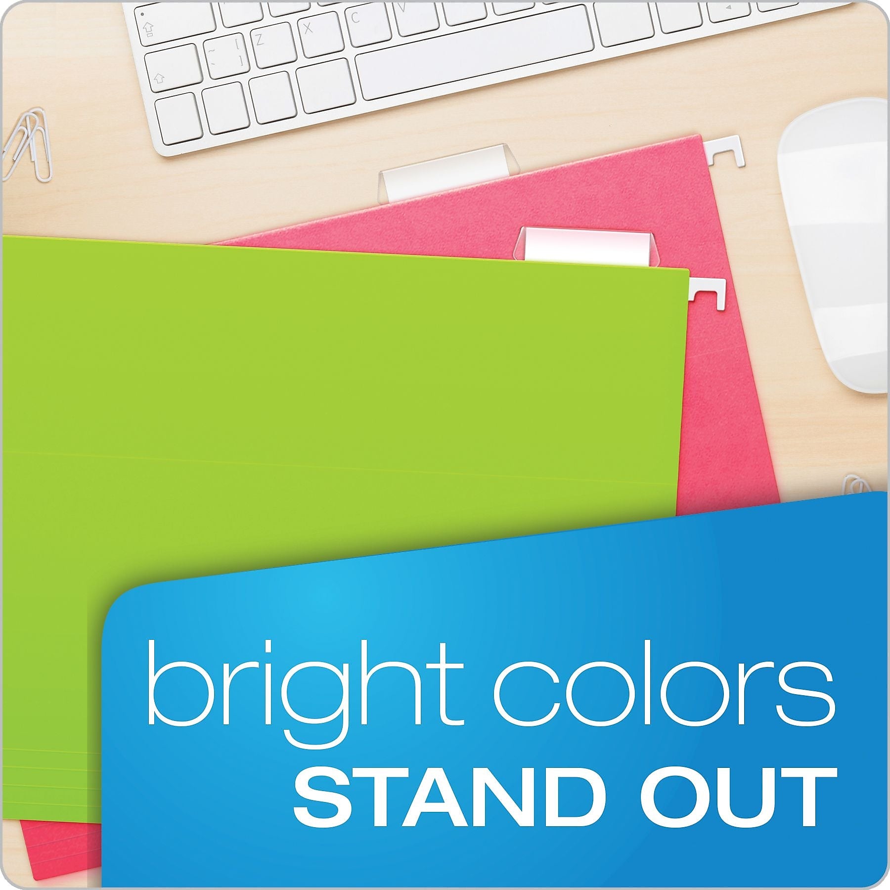 Pendaflex Glow 5-Tab Hanging File Folders, Letter Size, Multicolor, 25/Box