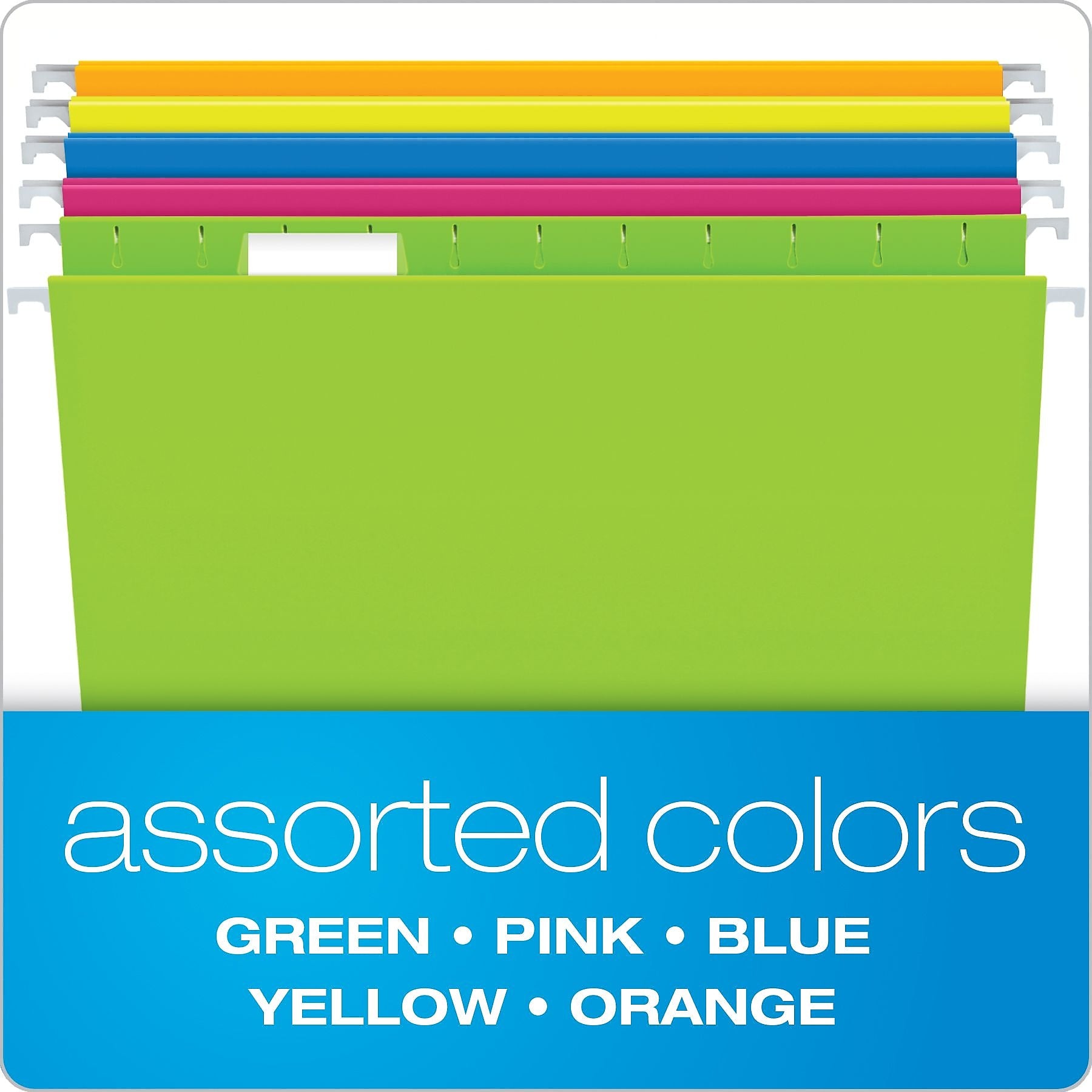 Pendaflex Glow 5-Tab Hanging File Folders, Letter Size, Multicolor, 25/Box