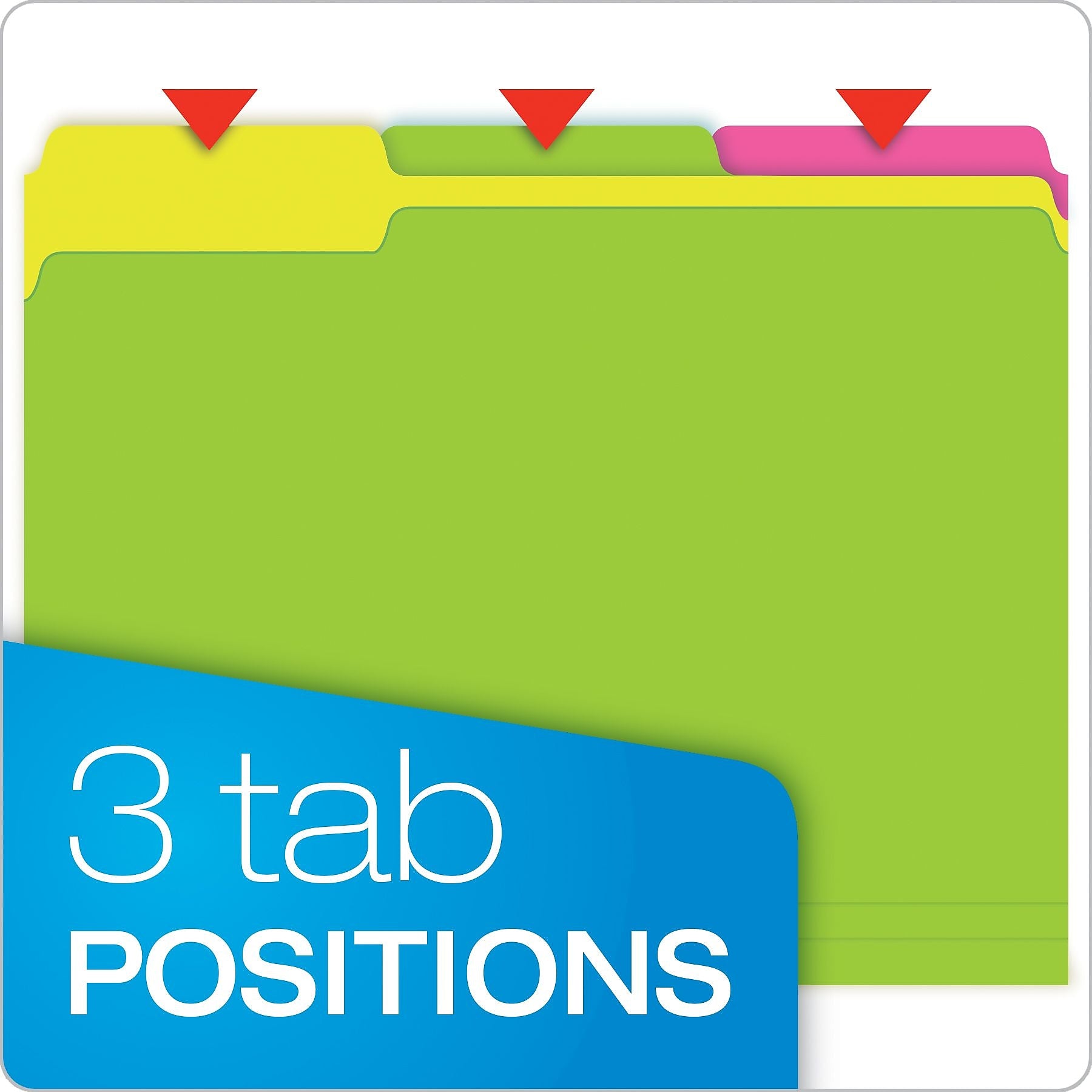 Pendaflex Glow Twisted 3-Tab File Folder, Letter Size, Multicolor, 12/Pack