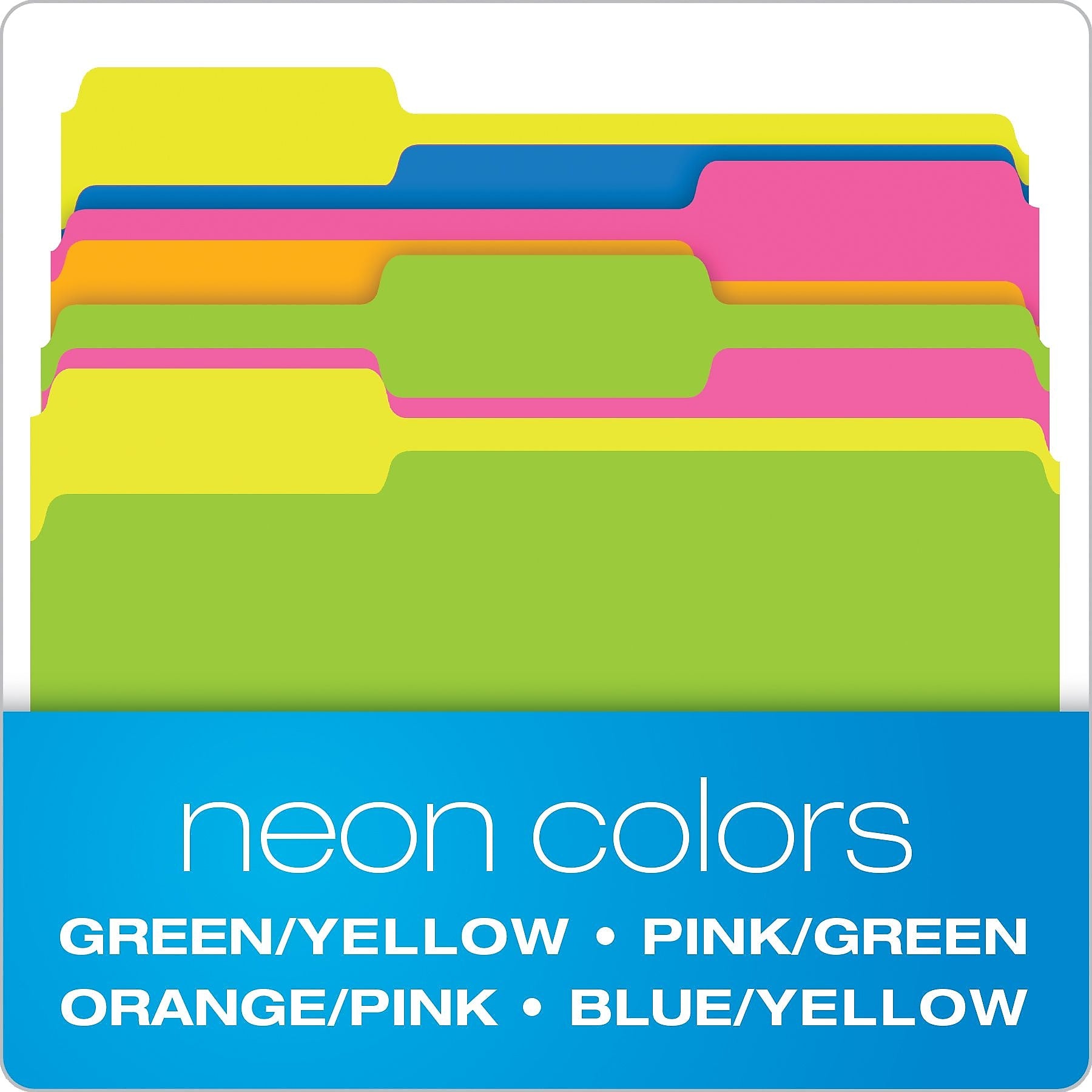 Pendaflex Glow Twisted 3-Tab File Folder, Letter Size, Multicolor, 12/Pack