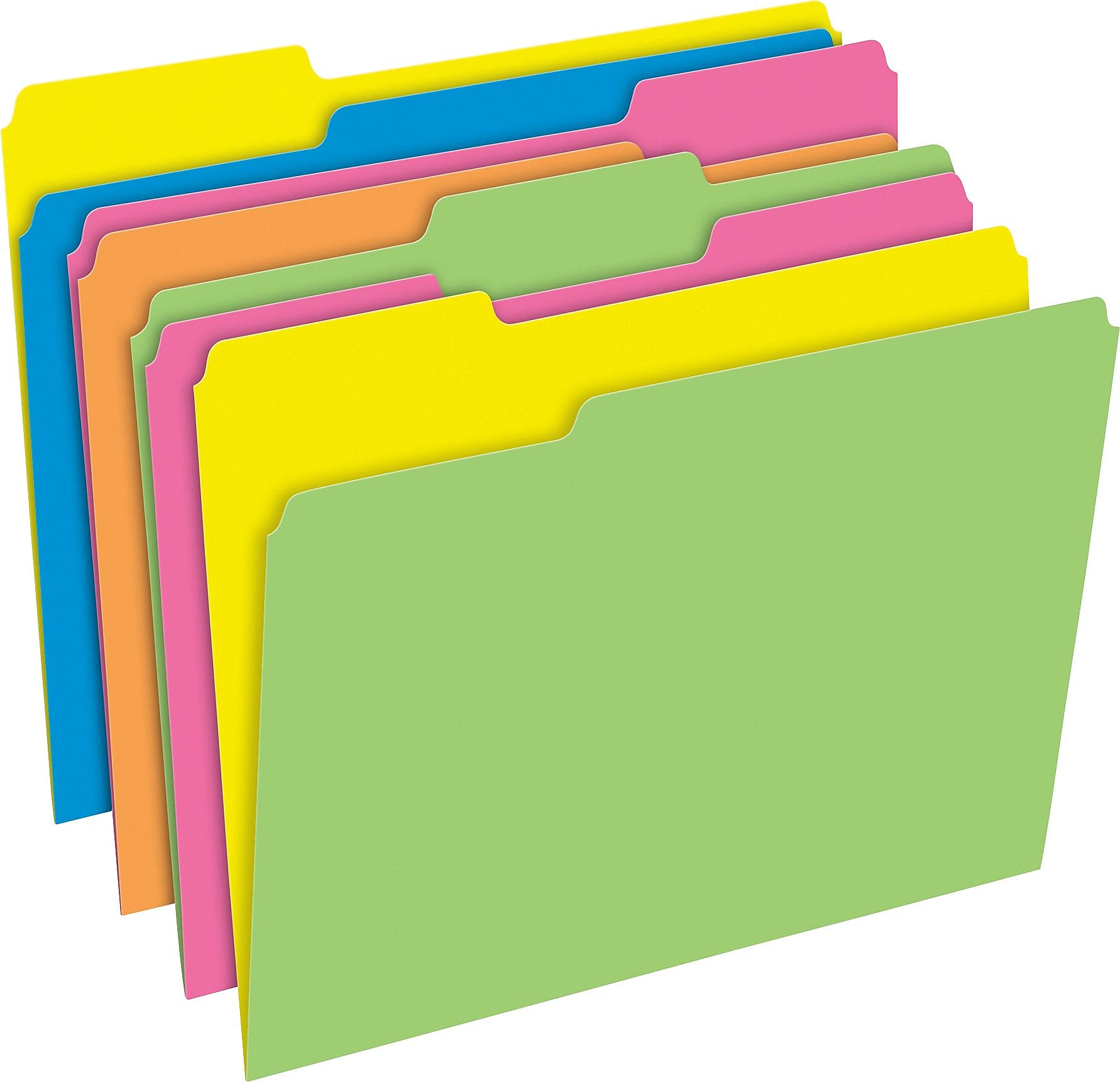 Pendaflex Glow Twisted 3-Tab File Folder, Letter Size, Multicolor, 12/Pack