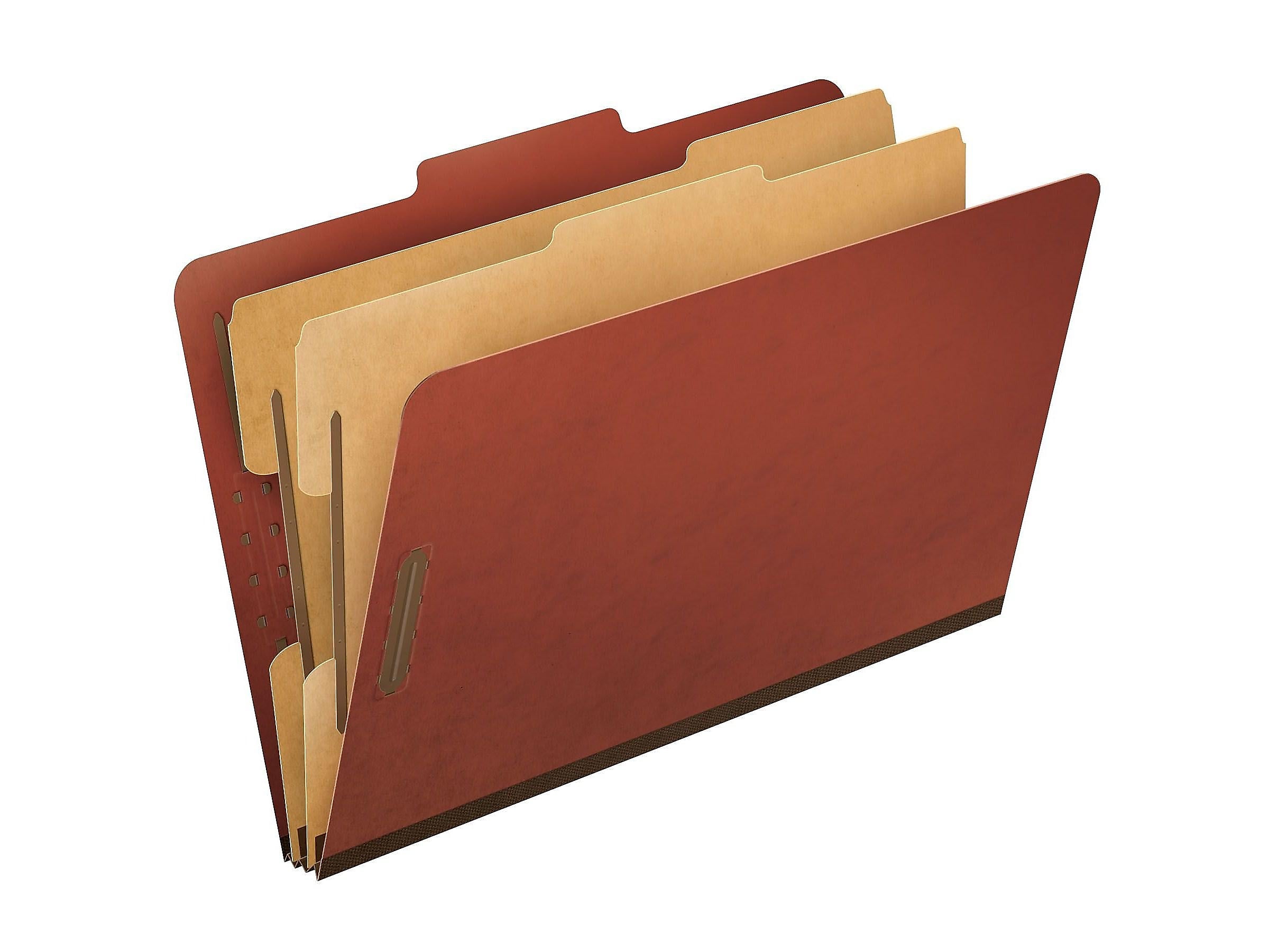 Pendaflex PressGuard Paperboard Heavy Duty Classification Folders, Legal Size, 2 Dividers, Brick Red, 10/Box