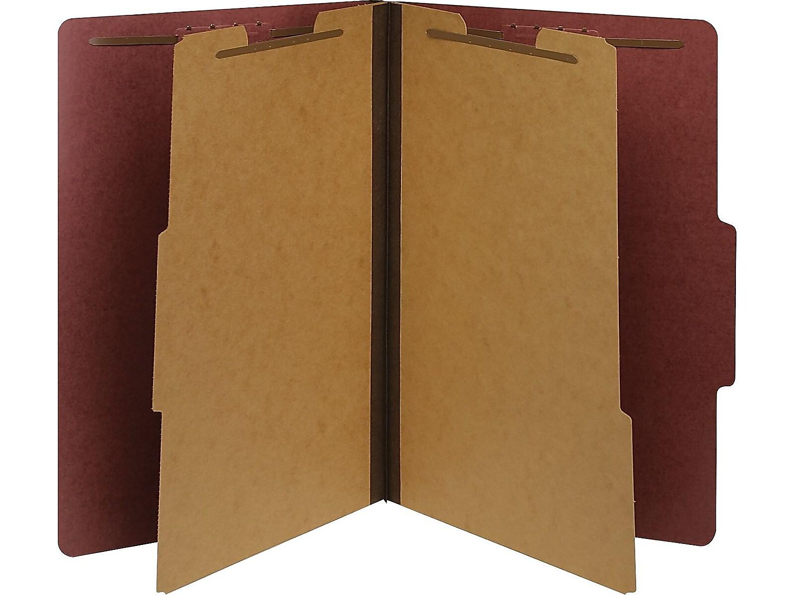Pendaflex PressGuard Paperboard Heavy Duty Classification Folders, Legal Size, 2 Dividers, Brick Red, 10/Box