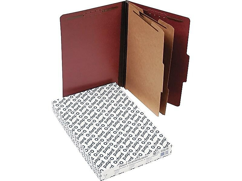Pendaflex PressGuard Paperboard Heavy Duty Classification Folders, Legal Size, 2 Dividers, Brick Red, 10/Box