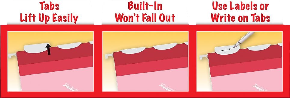 Pendaflex Ready-Tab 10 Premium Reinforced Hanging File Folder, 3-Tab, Letter, Assorted Colors, 25/Box