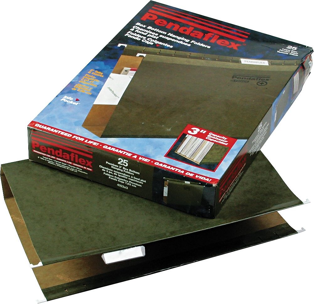 Pendaflex Reinforced Hanging File Folders, Extra Capacity, 5-Tab, Legal Size, Standard Green, 25/Box