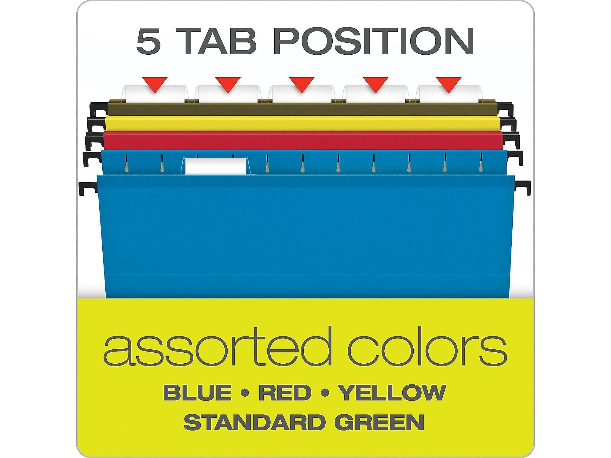 Pendaflex SureHook Reinforced Extra Capacity Hanging File Folders, Letter Size, Assorted Colors, 4/Pack