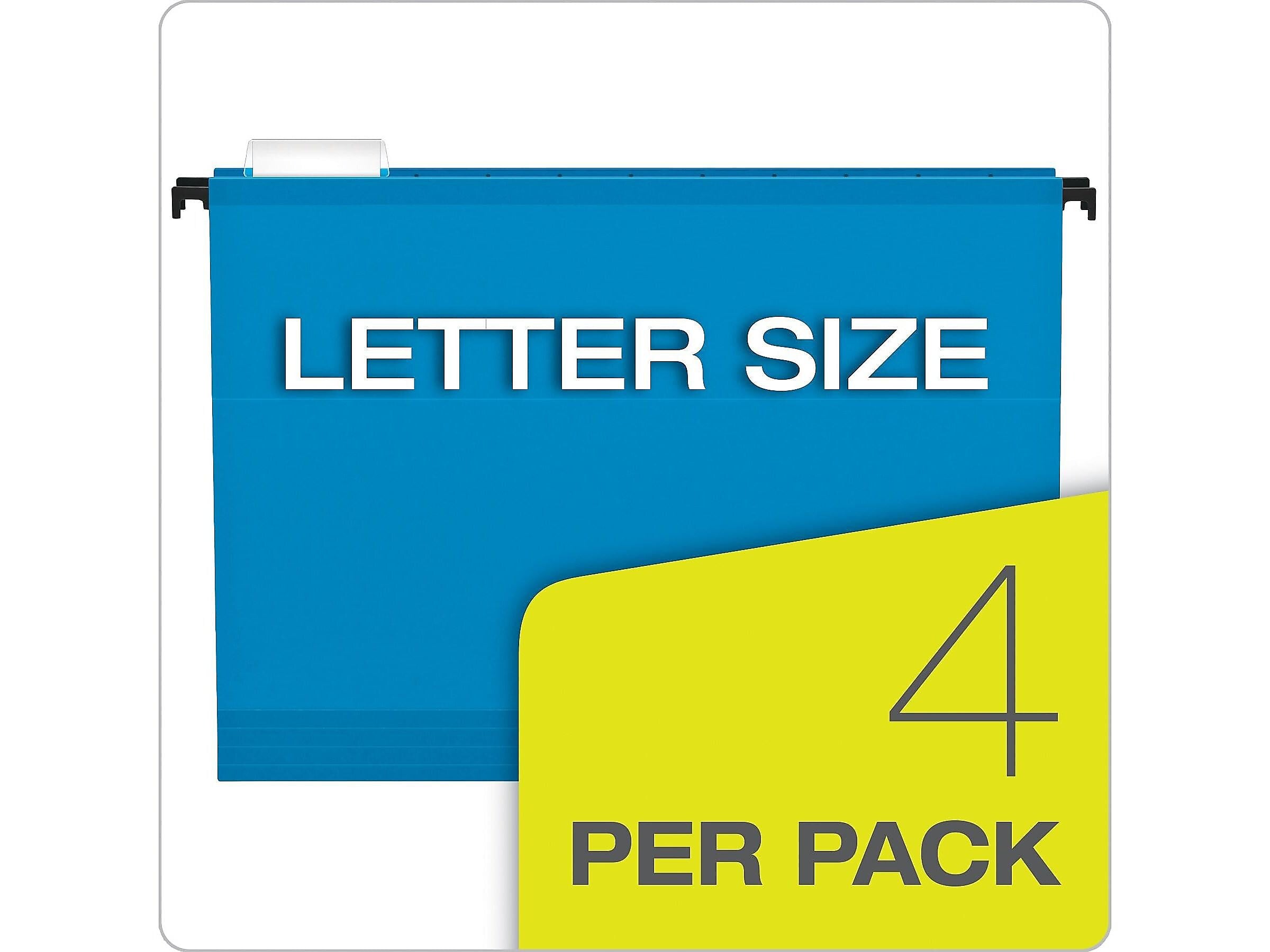 Pendaflex SureHook Reinforced Extra Capacity Hanging File Folders, Letter Size, Assorted Colors, 4/Pack