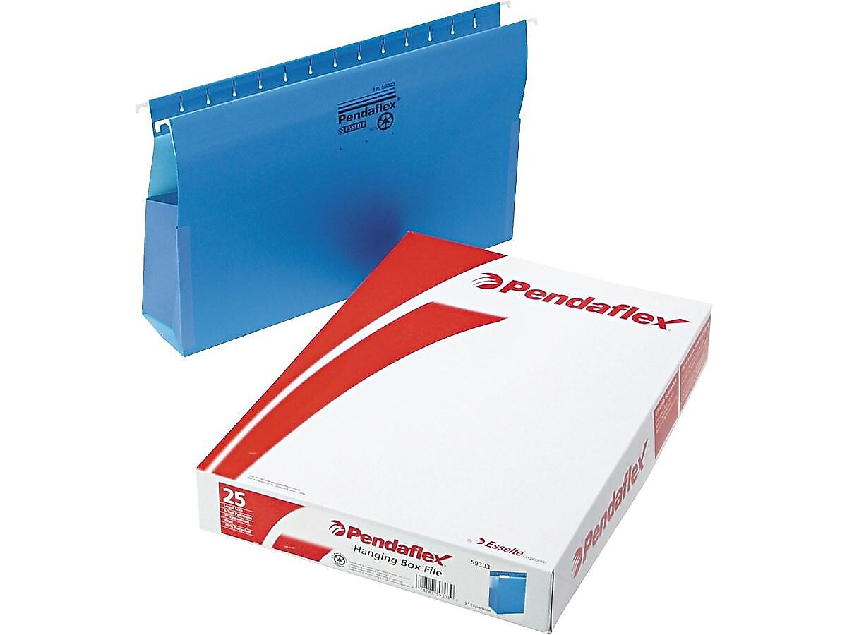 Pendaflex SureHook Reinforced Hanging File Folders with Box Bottom, 1/5-Cut Tab, Legal Size, Blue, 25/Box