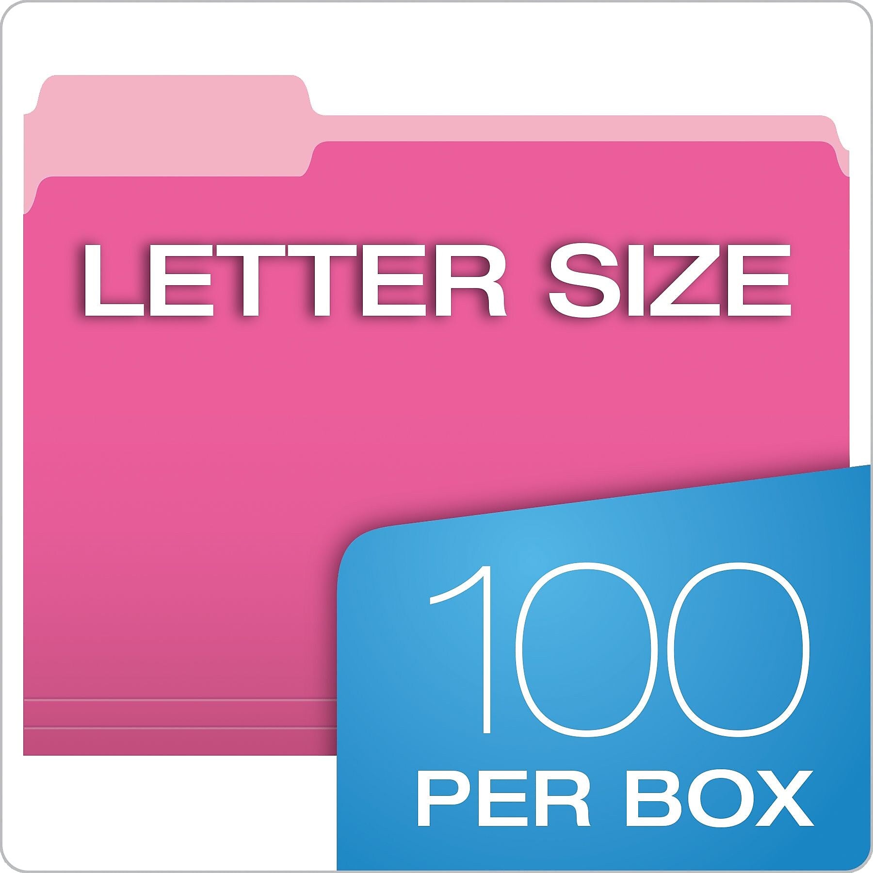 PendaFlex® Two-Tone Color File Folders, Letter size, Pink, 100/pack