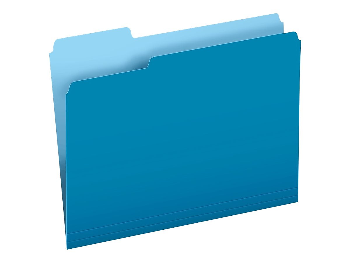 Pendaflex Two-Tone File Folders, 1/3 Cut Tab, Letter Size, Blue, 100/Box
