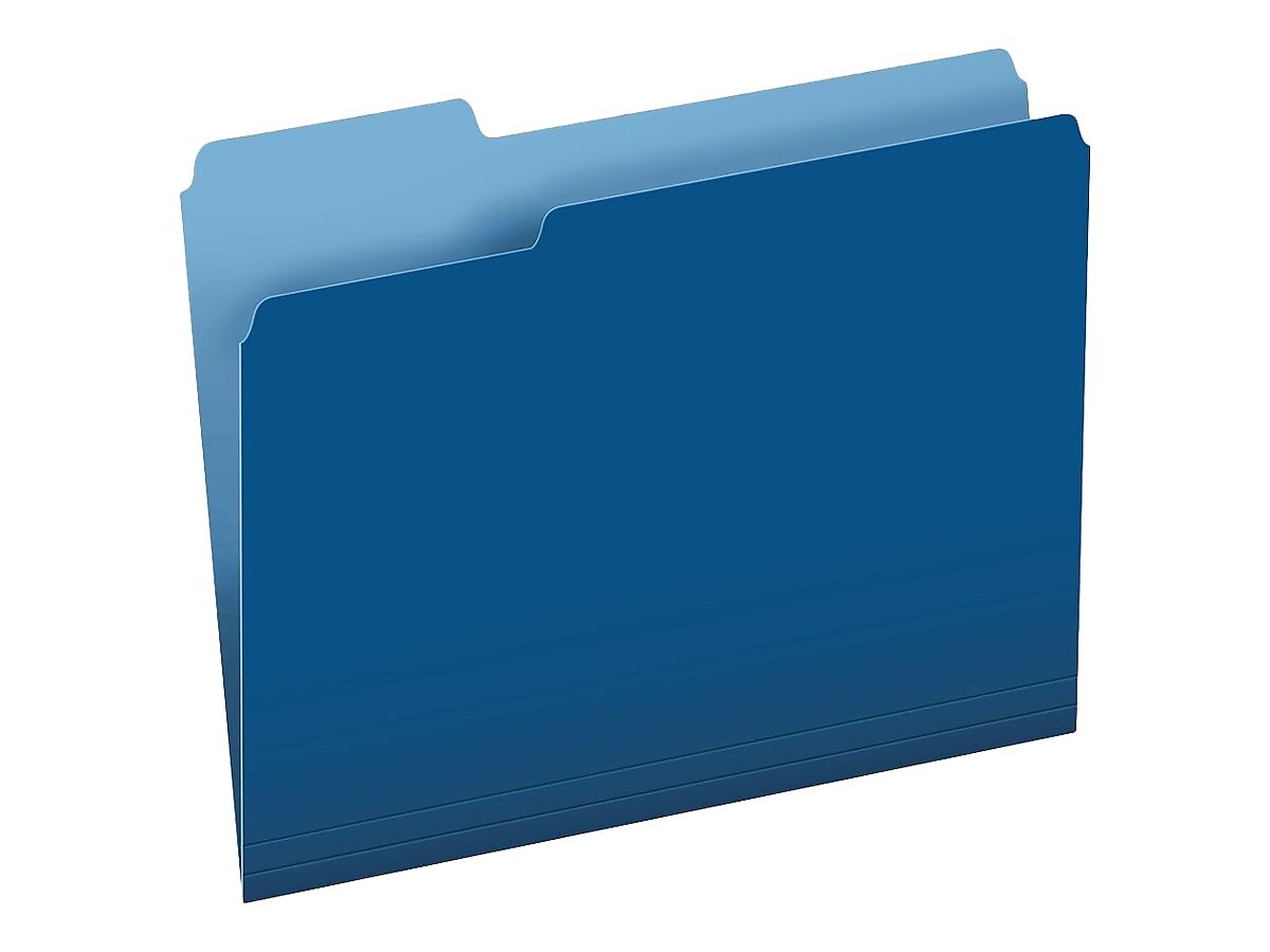Pendaflex Two-Tone File Folders, 1/3-Cut Tab, Letter Size, Navy Blue, 100/Box