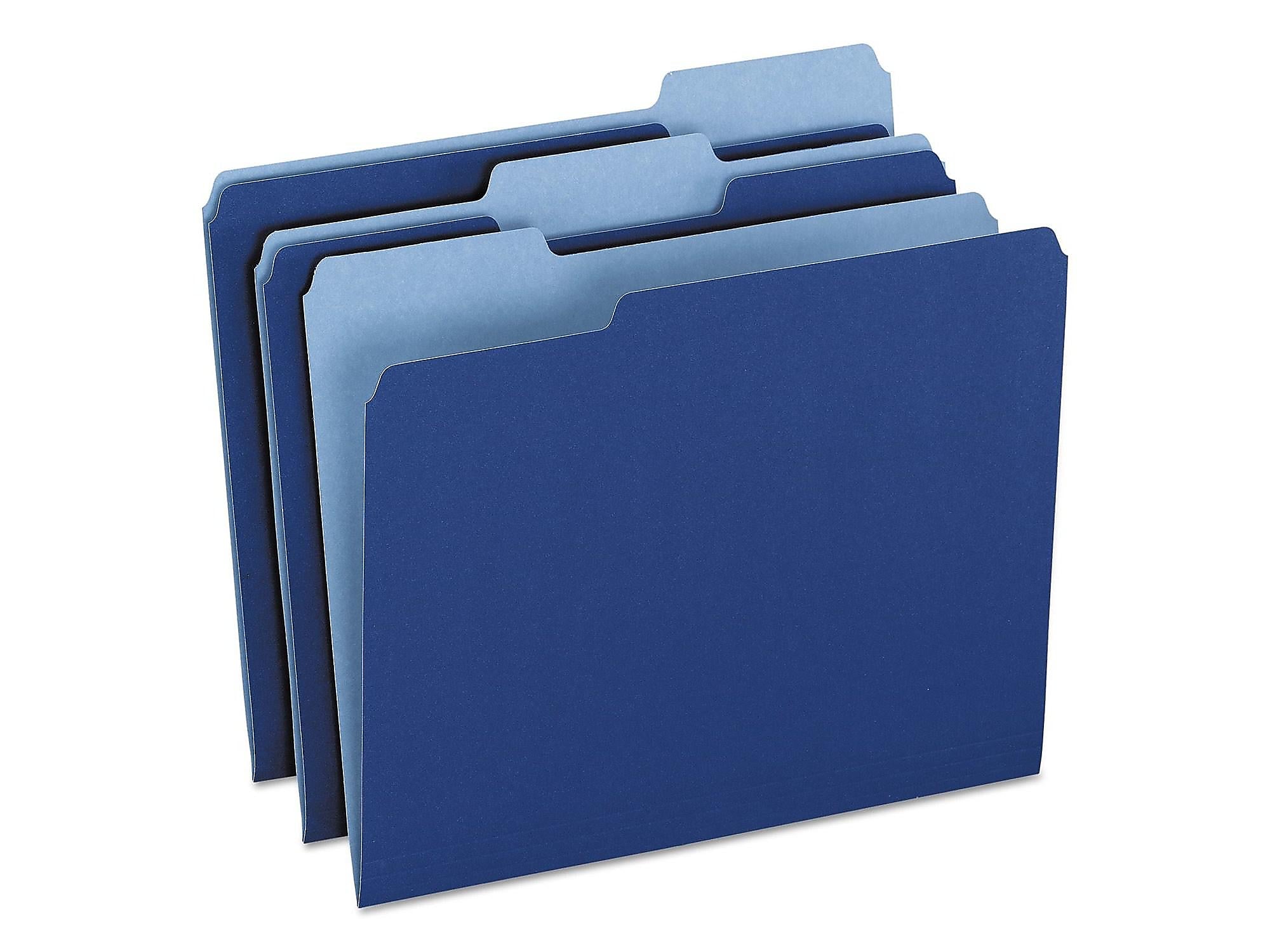 Pendaflex Two-Tone File Folders, 1/3-Cut Tab, Letter Size, Navy Blue, 100/Box
