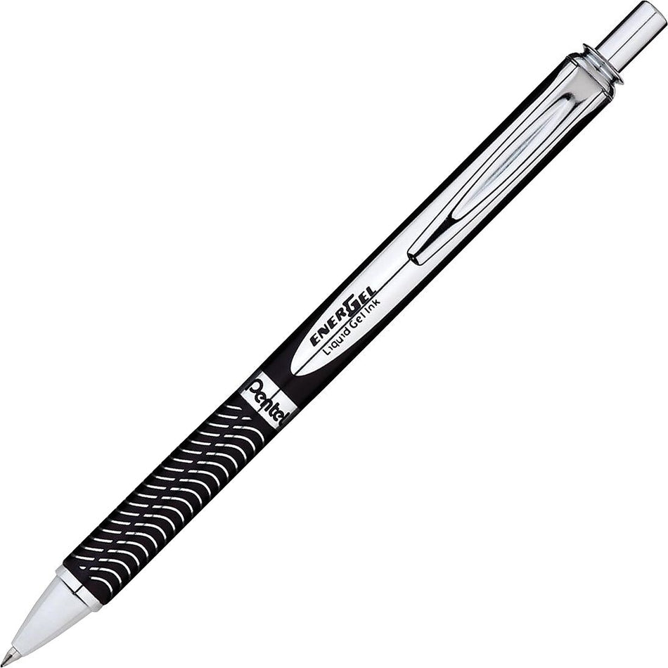 Pentel Alloy Roller Ball Retractable Pen, Medium Point, Black Ink