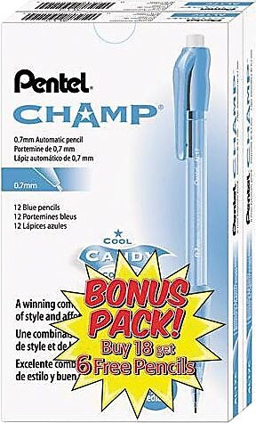 Pentel Champ Mechanical Pencil, 0.7mm, #2 Medium Lead, 2 Dozen