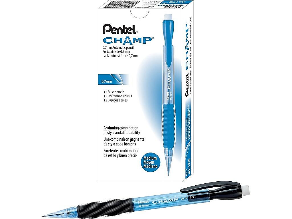 Pentel Champ Mechanical Pencil, 0.7mm, #2 Medium Lead, Dozen