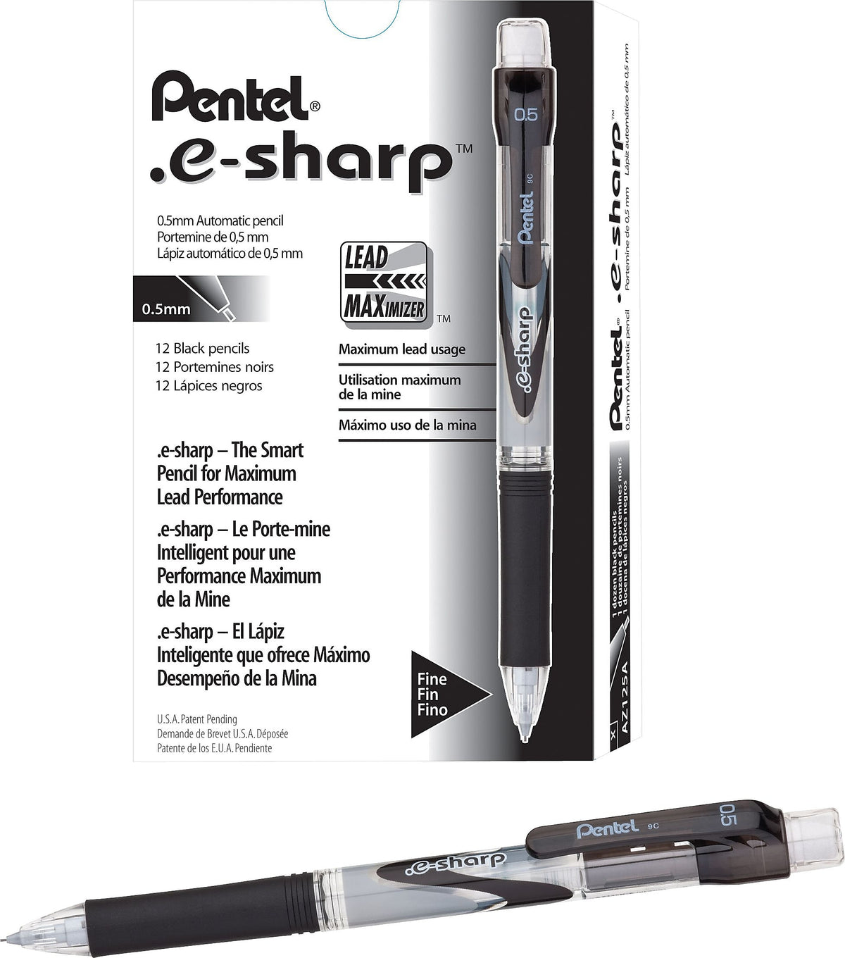 Pentel e-sharp Mechanical Pencil, 0.5mm, #2 Medium Lead, Dozen