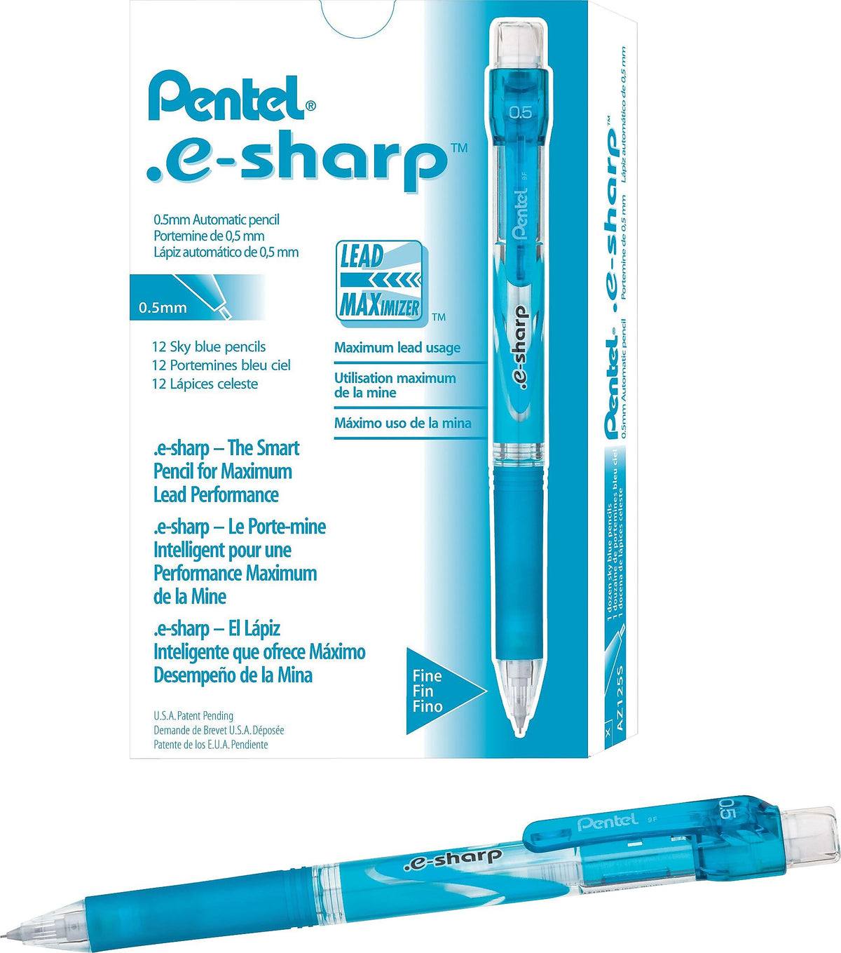 Pentel e-sharp Mechanical Pencil, 0.5mm, #2 Medium Lead, Dozen