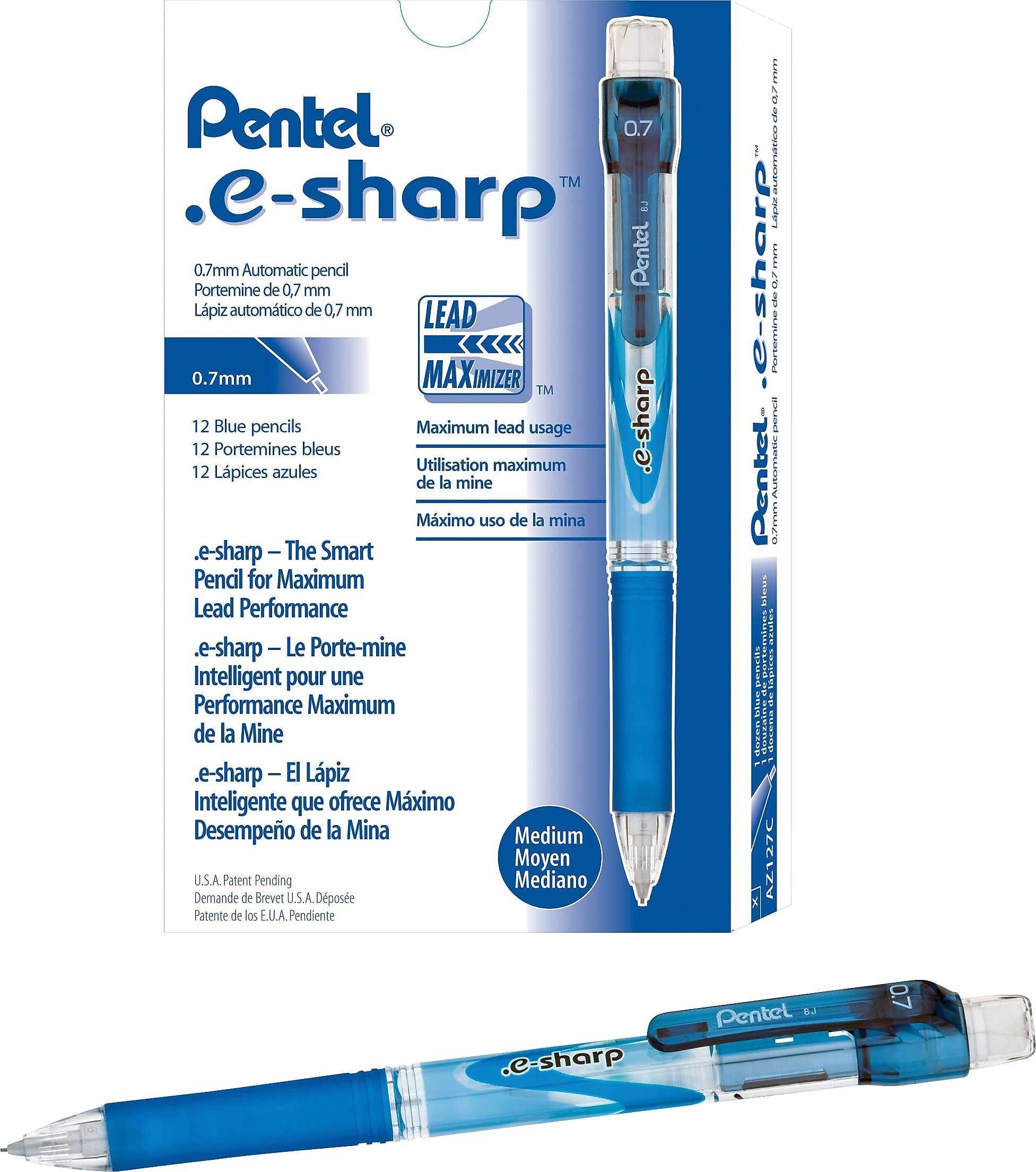 Pentel e-sharp Mechanical Pencil, 0.7mm, #2 Medium Lead, Dozen