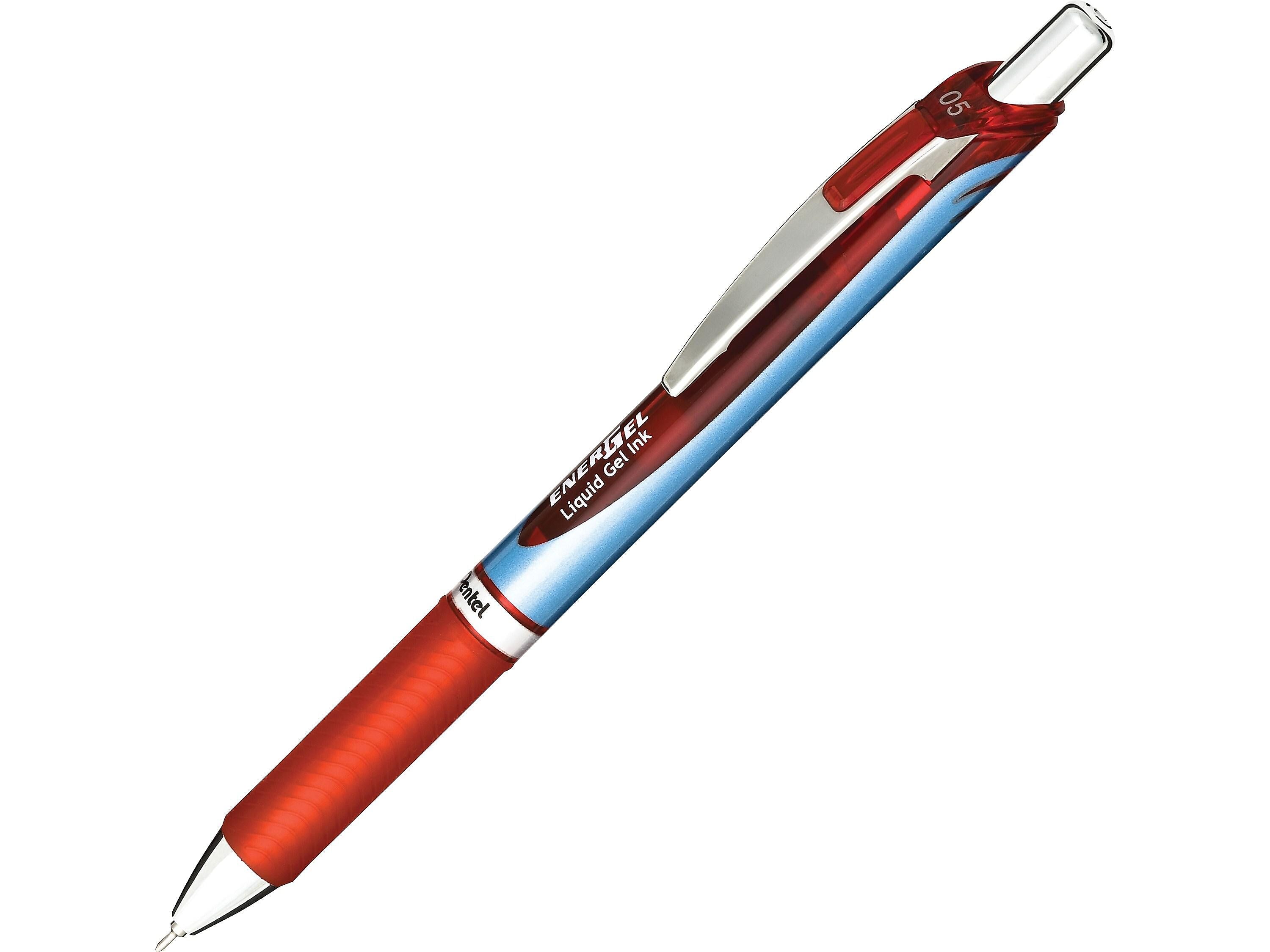 Pentel EnerGel Deluxe RTX Retractable Gel Pens, Fine Point, Red, Dozen