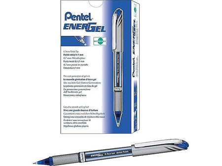 Pentel EnerGel NV Gel Pens, Medium Point, Blue Ink, Dozen