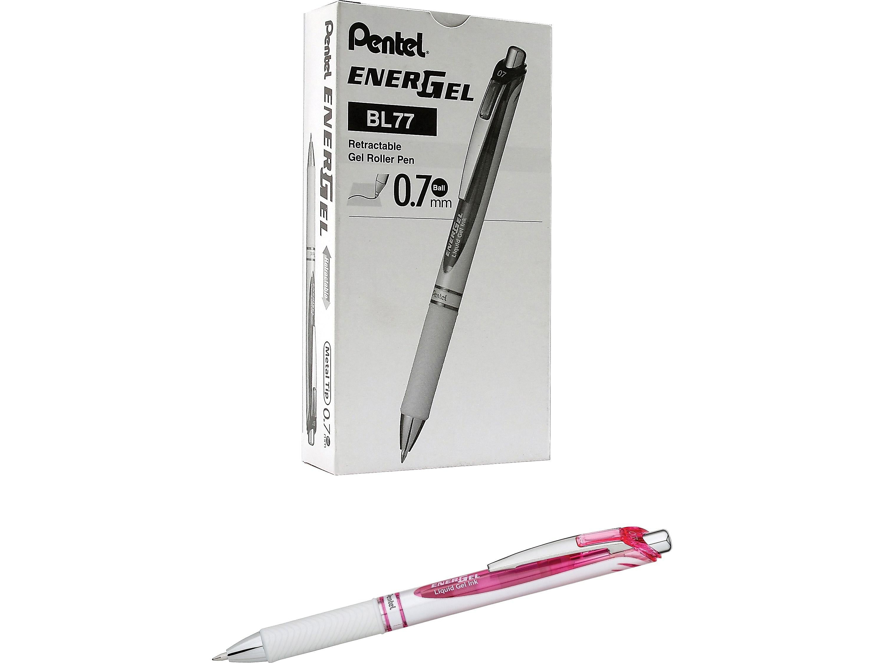 Pentel EnerGel Pearl Deluxe RTX Retractable Gel Pens, Medium Point, Pink Ink, Dozen