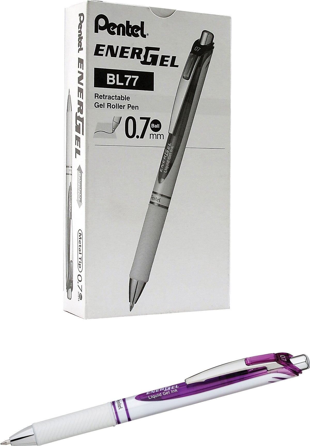 Pentel EnerGel Pearl Deluxe RTX Retractable Liquid Gel Pen, Medium Point, Purple Ink, Dozen