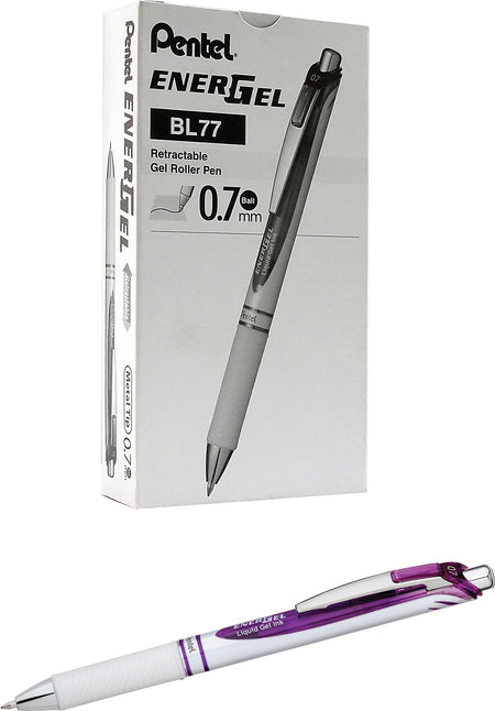 Pentel EnerGel Pearl Deluxe RTX Retractable Liquid Gel Pen, Medium Point, Purple Ink, Dozen