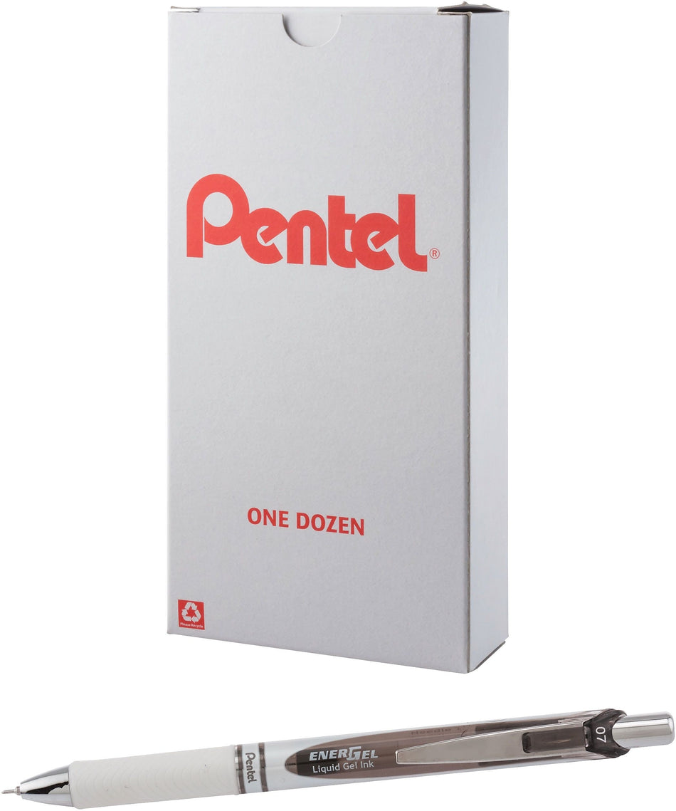 Pentel EnerGel Retractable Gel Pen, Medium Point, Black Ink, Dozen