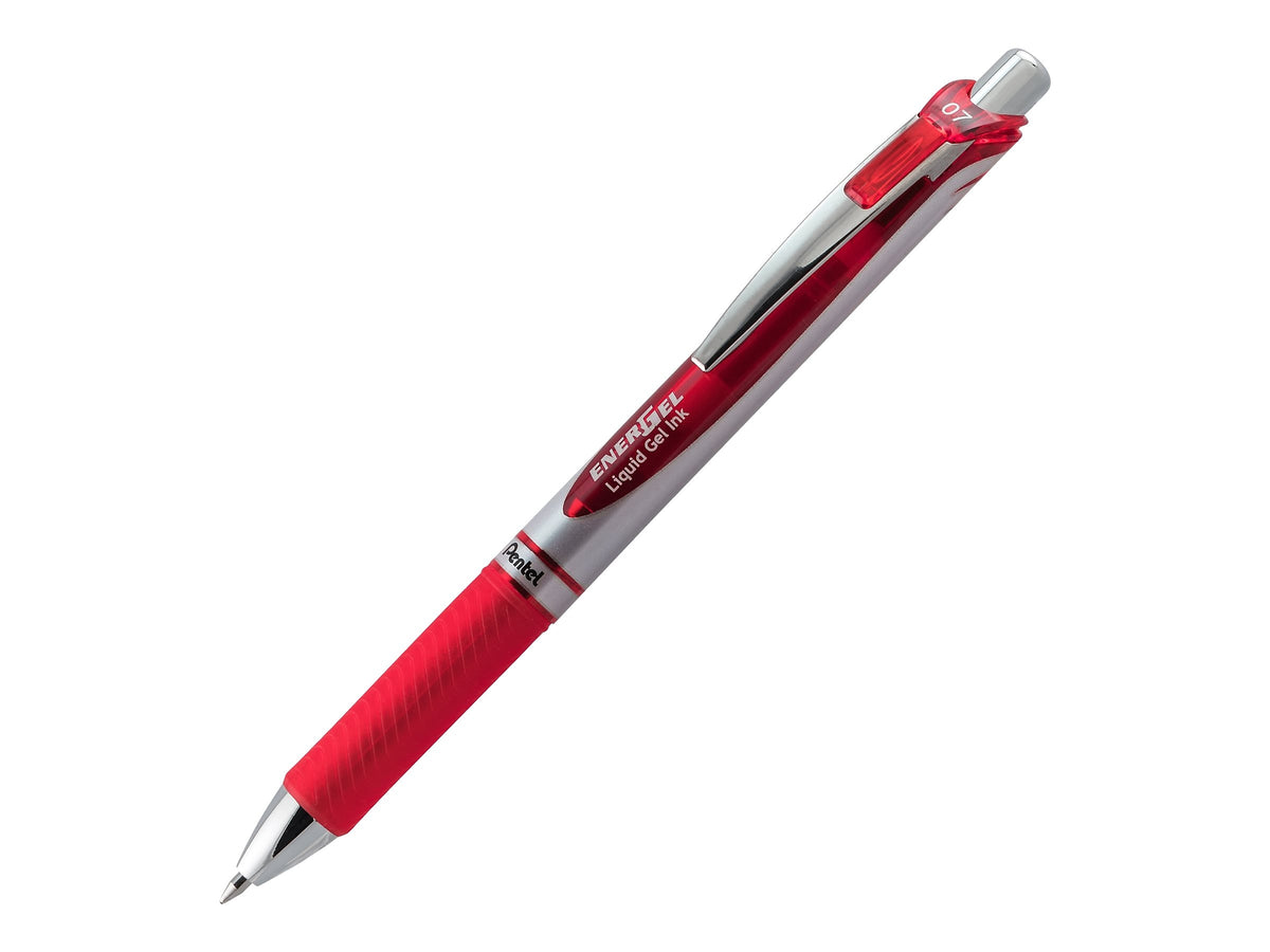 Pentel EnerGel RTX Retractable Gel Pen, Medium Point, 0.7mm, Red Ink, 3/Pack